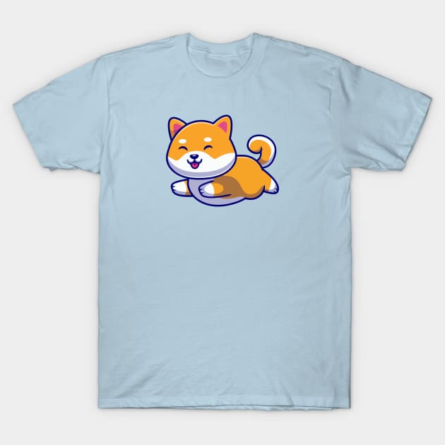 Cute Shiba Inu Dog Running Cartoon T-Shirt by Catalyst Labs